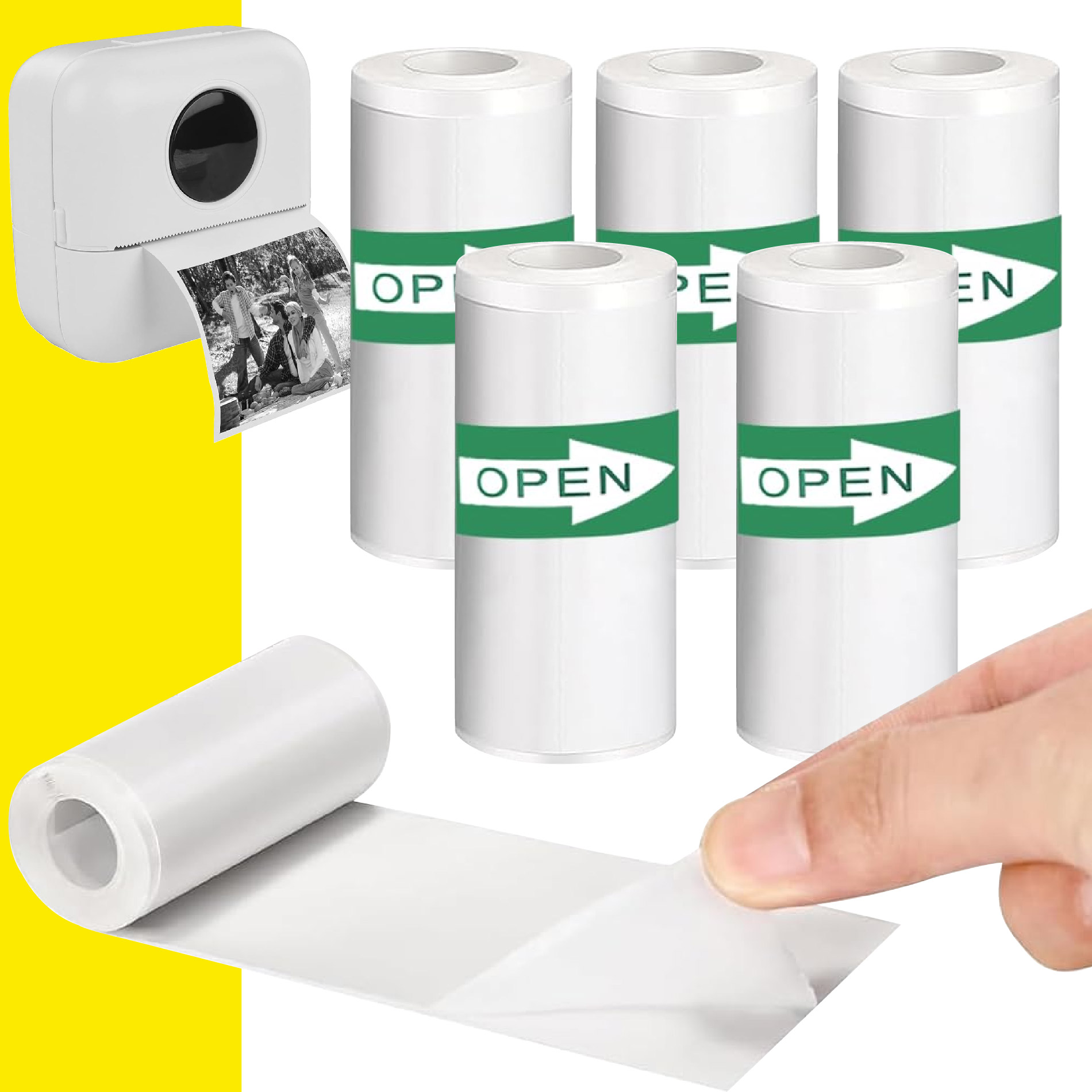 Combo X5 Papel Térmico Adhesivo 57mm-3mt
